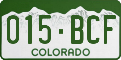 CO license plate 015BCF