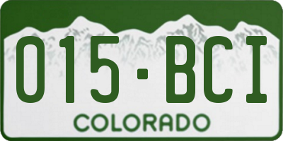 CO license plate 015BCI