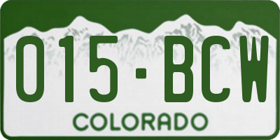 CO license plate 015BCW