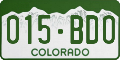 CO license plate 015BDO