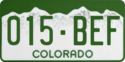 CO license plate 015BEF