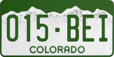 CO license plate 015BEI