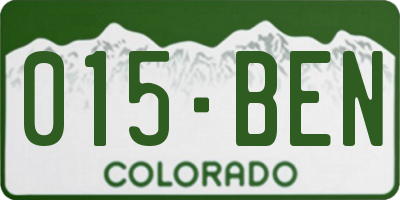 CO license plate 015BEN