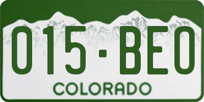 CO license plate 015BEO