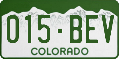 CO license plate 015BEV