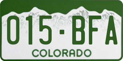 CO license plate 015BFA