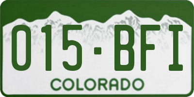 CO license plate 015BFI