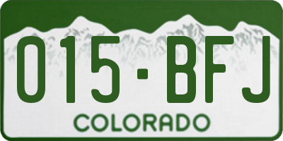 CO license plate 015BFJ