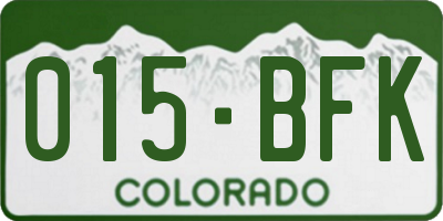 CO license plate 015BFK