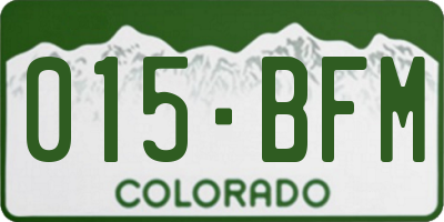 CO license plate 015BFM