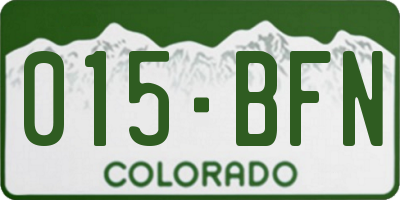 CO license plate 015BFN