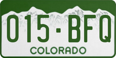 CO license plate 015BFQ