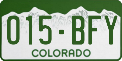 CO license plate 015BFY