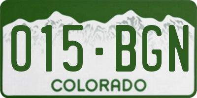 CO license plate 015BGN