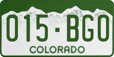 CO license plate 015BGO