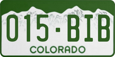 CO license plate 015BIB