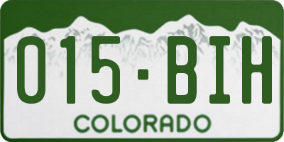 CO license plate 015BIH