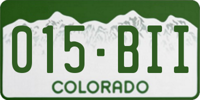 CO license plate 015BII