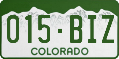 CO license plate 015BIZ