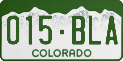 CO license plate 015BLA