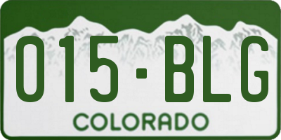 CO license plate 015BLG