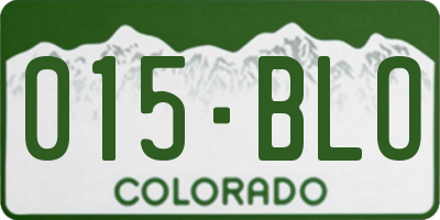 CO license plate 015BLO