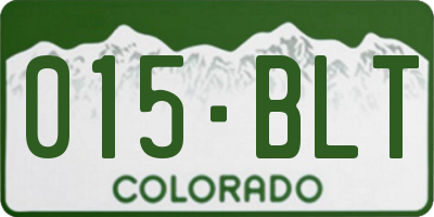 CO license plate 015BLT