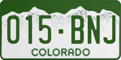 CO license plate 015BNJ