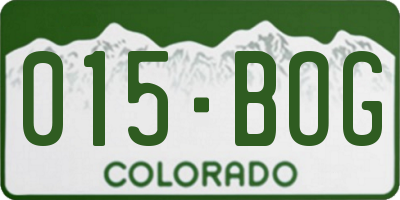CO license plate 015BOG