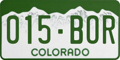 CO license plate 015BOR