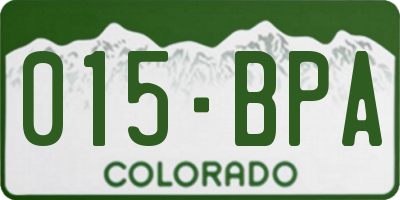 CO license plate 015BPA