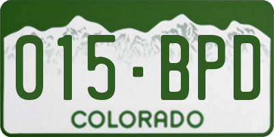 CO license plate 015BPD