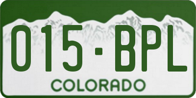 CO license plate 015BPL