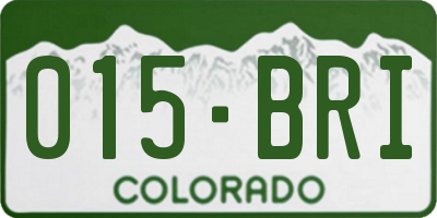 CO license plate 015BRI