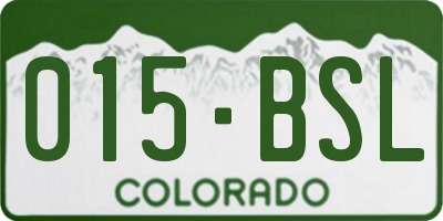 CO license plate 015BSL