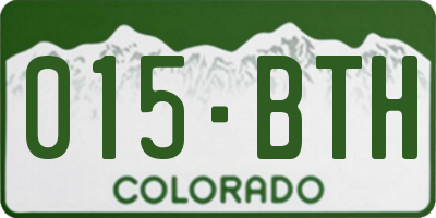 CO license plate 015BTH