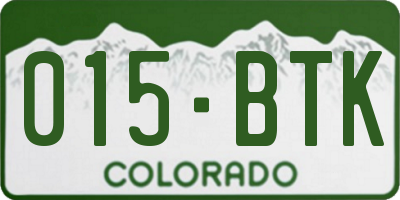 CO license plate 015BTK