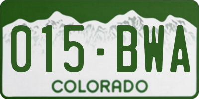 CO license plate 015BWA