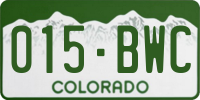 CO license plate 015BWC
