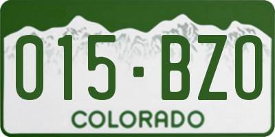 CO license plate 015BZO