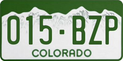 CO license plate 015BZP