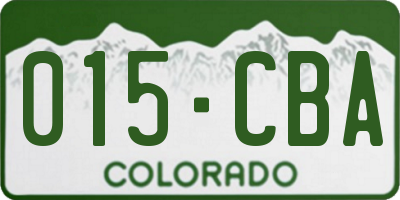CO license plate 015CBA