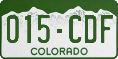 CO license plate 015CDF