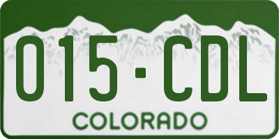 CO license plate 015CDL