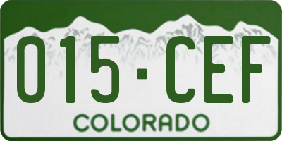 CO license plate 015CEF