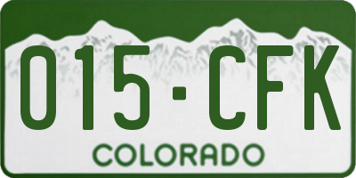 CO license plate 015CFK