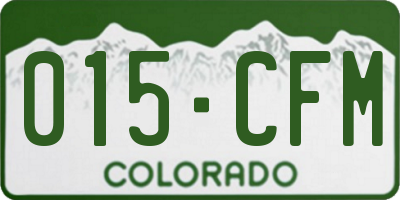 CO license plate 015CFM
