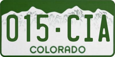 CO license plate 015CIA