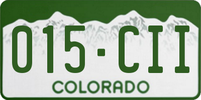 CO license plate 015CII