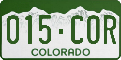 CO license plate 015COR